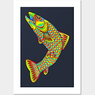 Psychedelic Rainbow Trout Fish Posters and Art